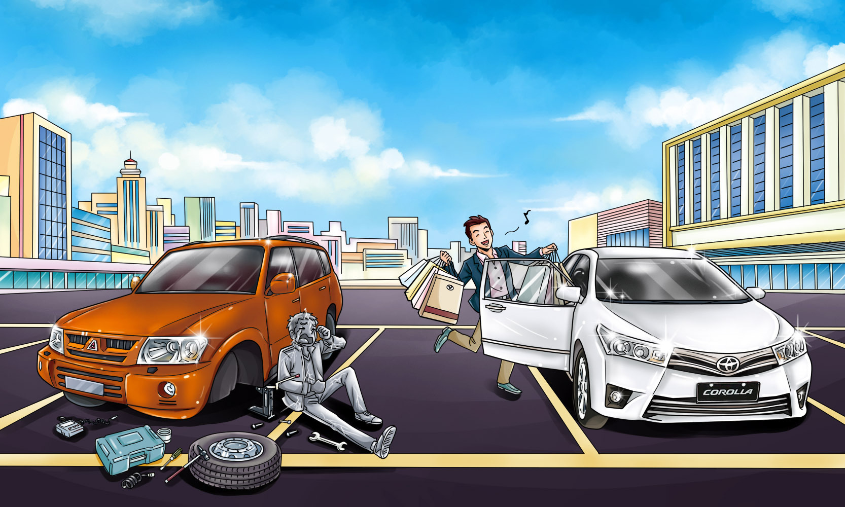 丰田汽车h5手机插图|插画|商业插画|拓冰动漫 - 原创作品 - 站酷