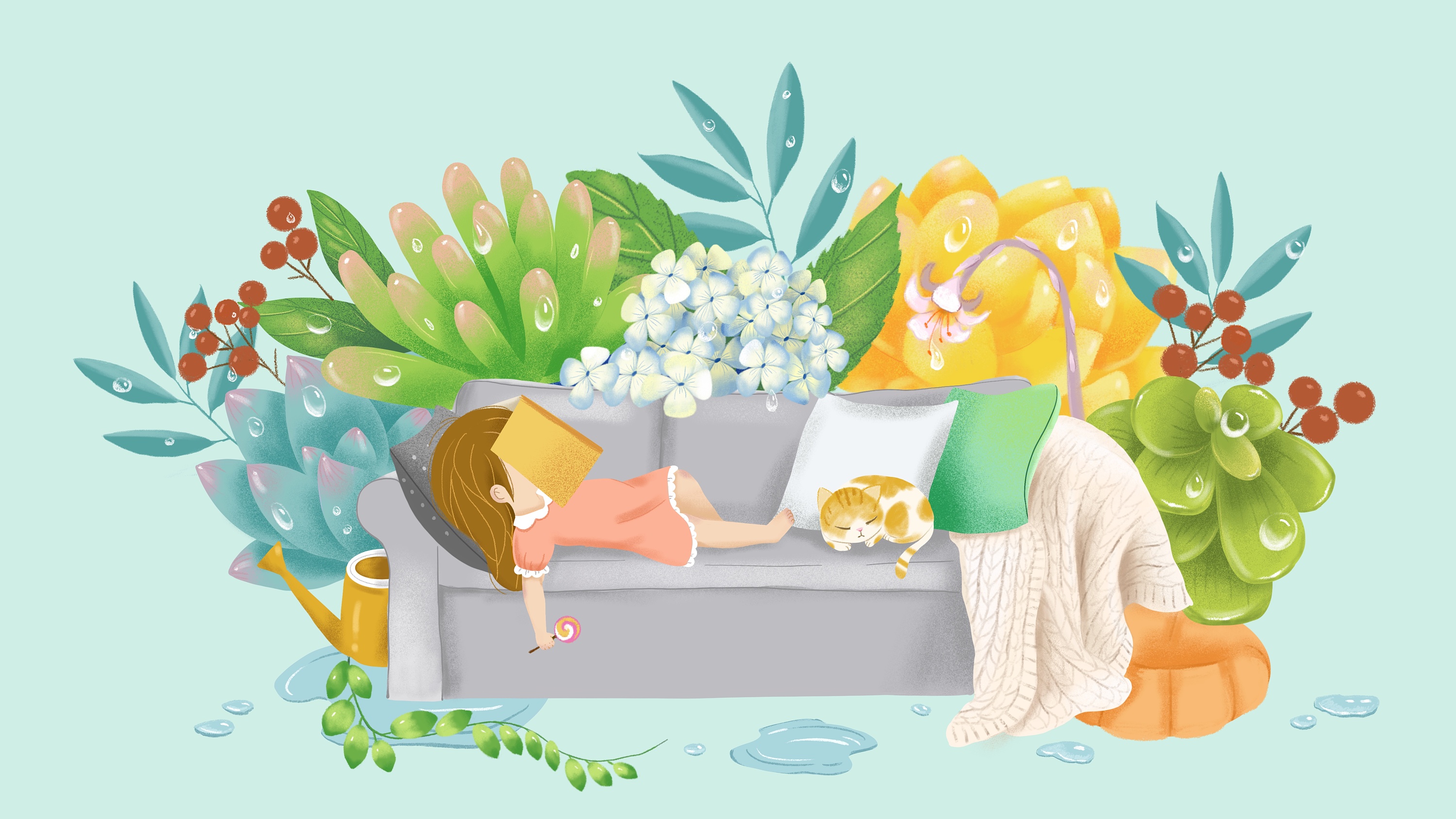 【南方春天】下雨天·回南天|插画|商业插画|葱葱芽 - 原创作品