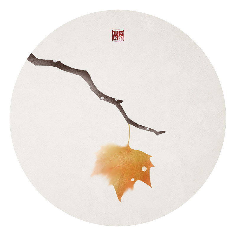 中国风插画——细雨梧桐