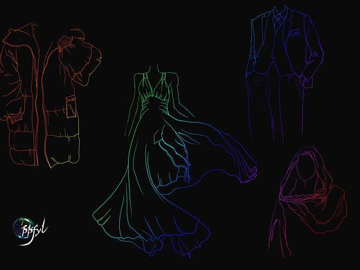 摸鱼人体结构，褶皱，衣服，线稿练习