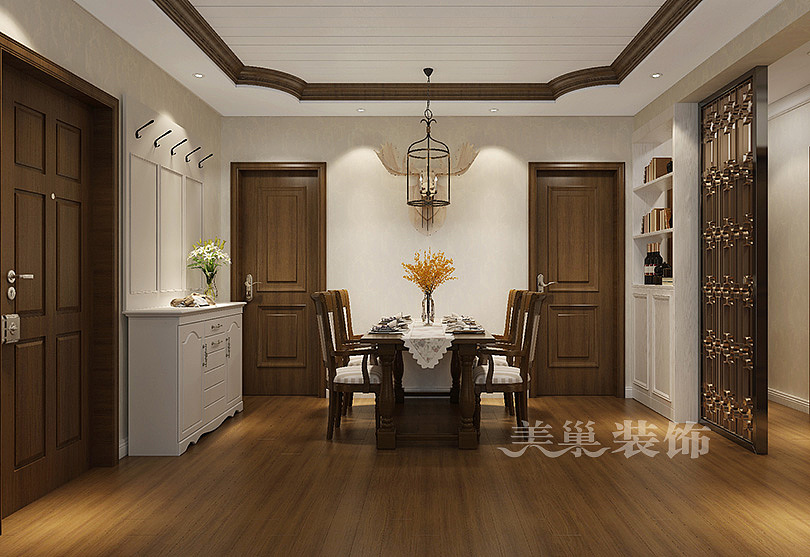 郑州宏光协和城邦124平三室两厅美式案例装修效果图
