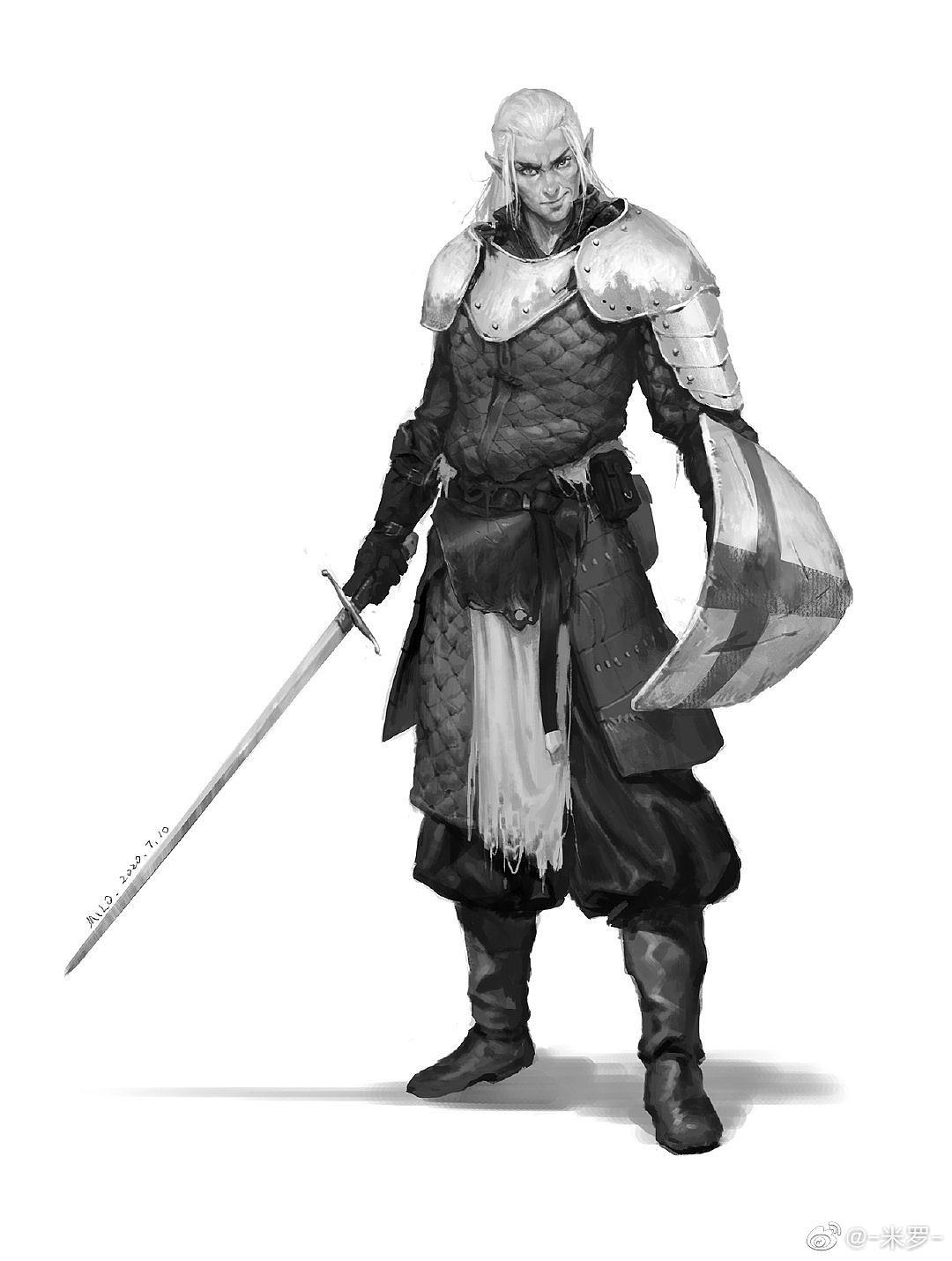 原创作品插画游戏原画素描灰阶练习角色设定cg《鬼灭之刃》集齐九柱