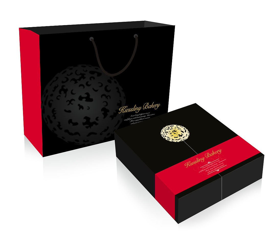 个性黑色西点盒及手提袋设计