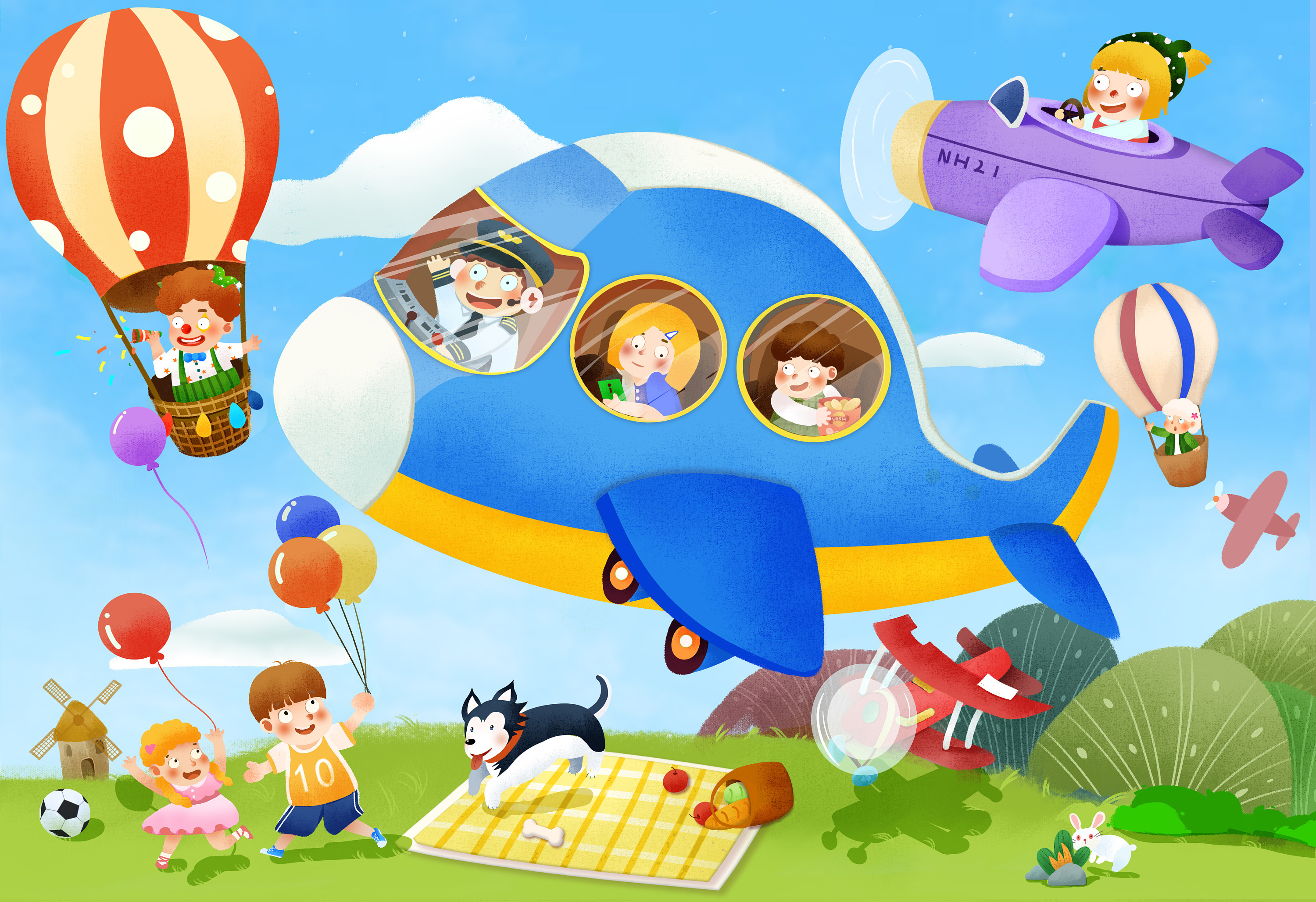 儿童拼图插画 海陆空