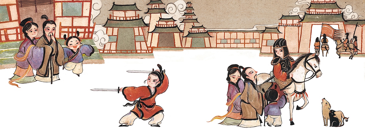 中国风儿童绘本《花木兰》(图ZODkyNTEwNDA=) - 儿童插画 - 站酷设计师妙象原创素材 - 站酷ZCOOL