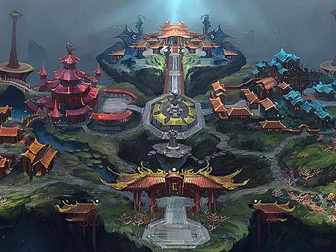 游戏场景原画   中国风建筑   海底沙盘