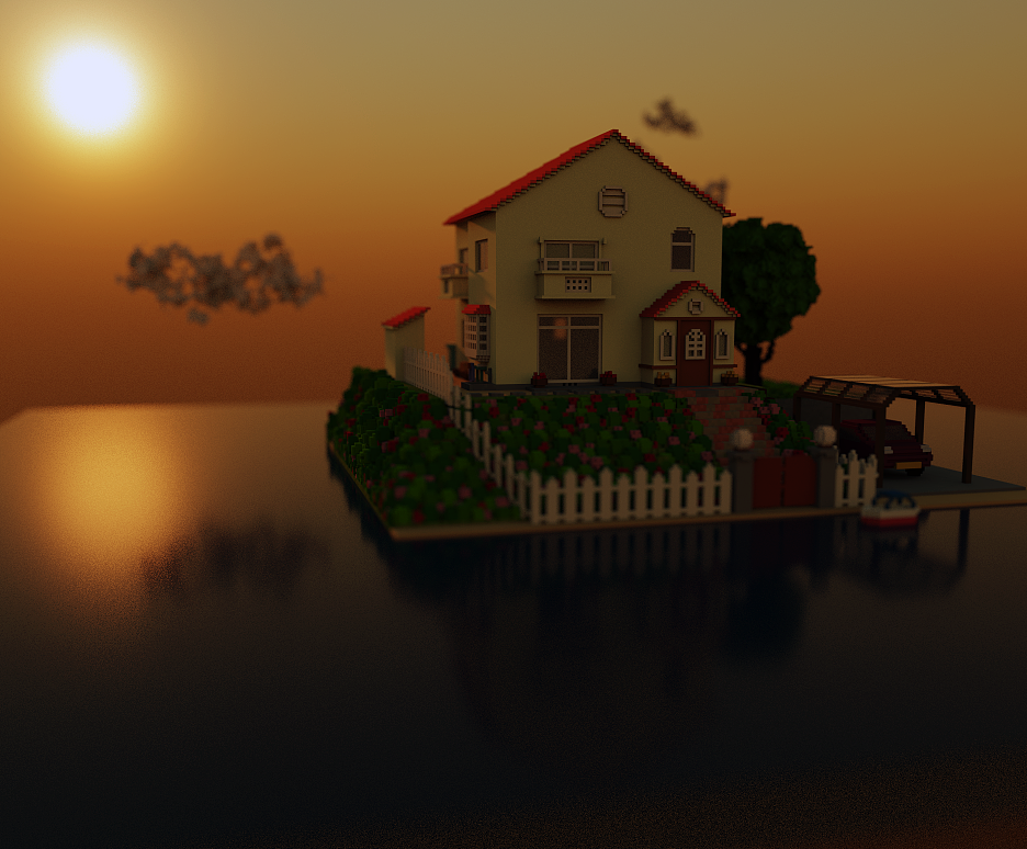 MagicaVoxel小练习：《悬崖上的金鱼姬》场景（图ZMTA5MzI0Mzg4） - 场景 - 站酷设计师Jida是几达原创素材 - 站酷ZCOOL