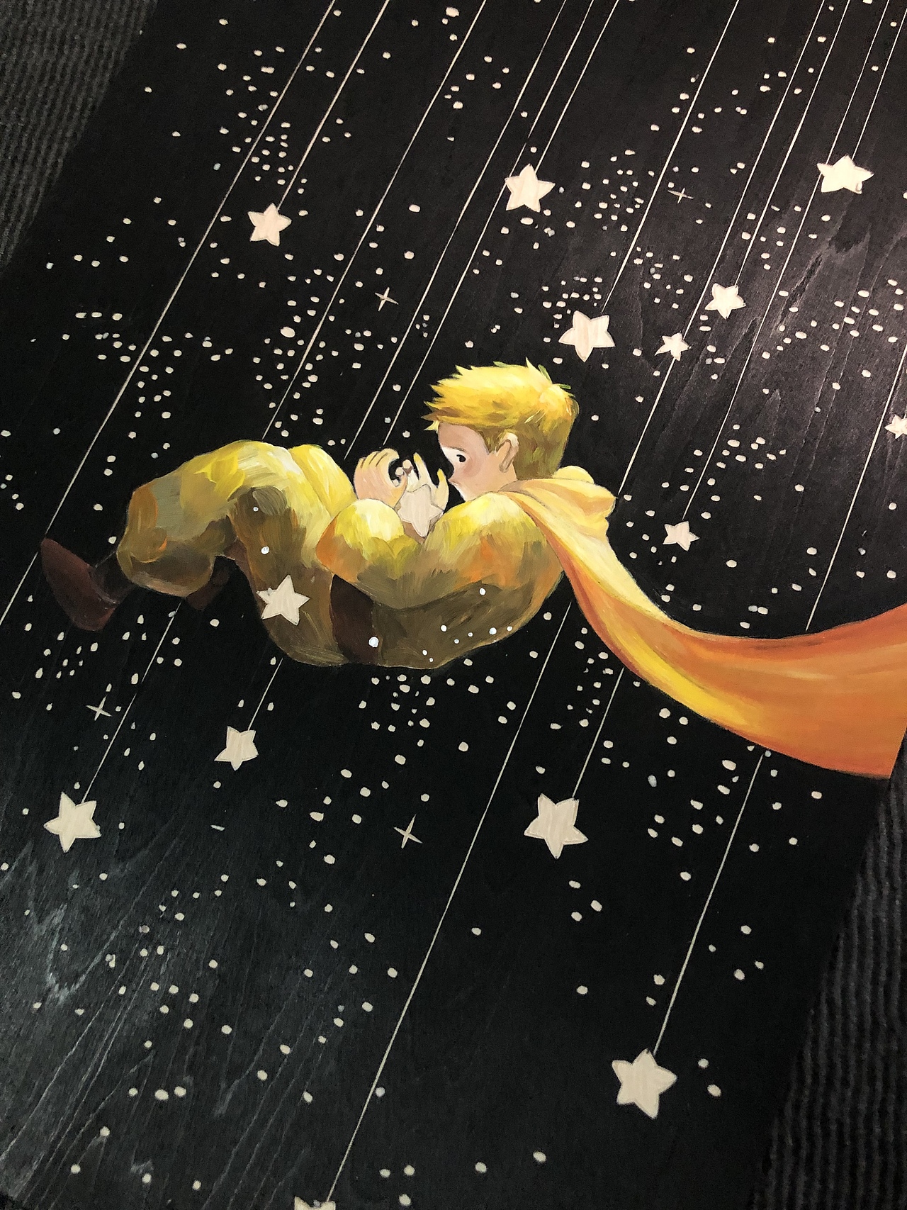 手工定制油画小王子油画木版画