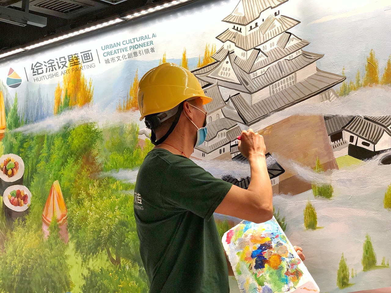 绘涂设原创壁画-珠海市吉大新干线日式料理店