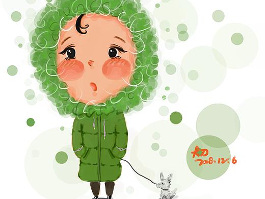 萌版自画像《遛狗的 冬天》（个人主页-ZMzIzNDk3MTI=） - 创作习作 - 站酷设计师正咚咚原创素材 - 站酷ZCOOL