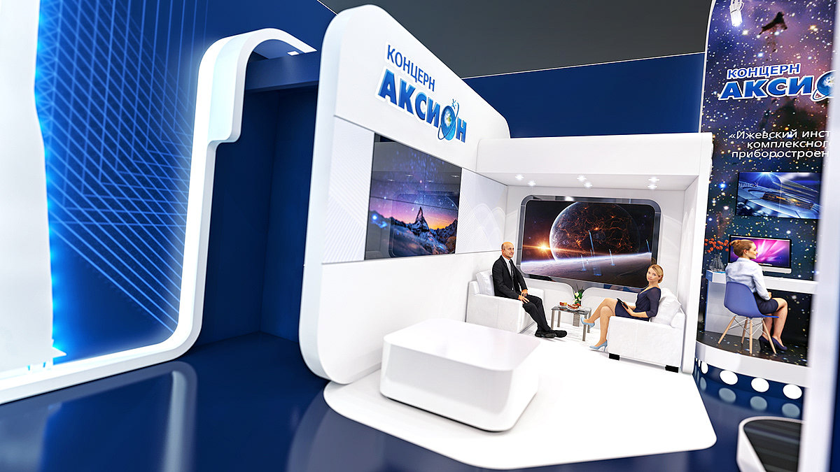 现代科技时尚高端展位展台展点3d效果图设计制作