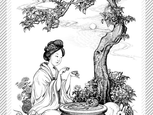 【仕女赏月图】中秋小景