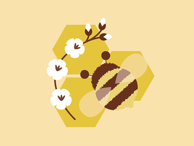 小蜜蜂插画临摹