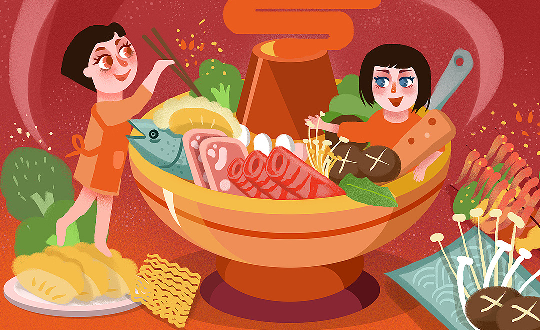 火锅美食插画|插画|商业插画|aziwei - 原创作品 - 站酷 (zcool)