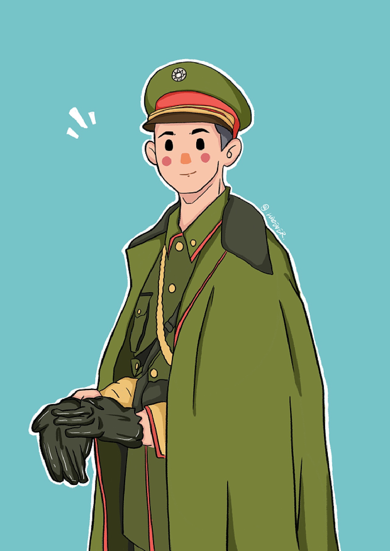 卡通q版敬禮的陸軍軍人PSD圖案素材免費下載 - Lovepik