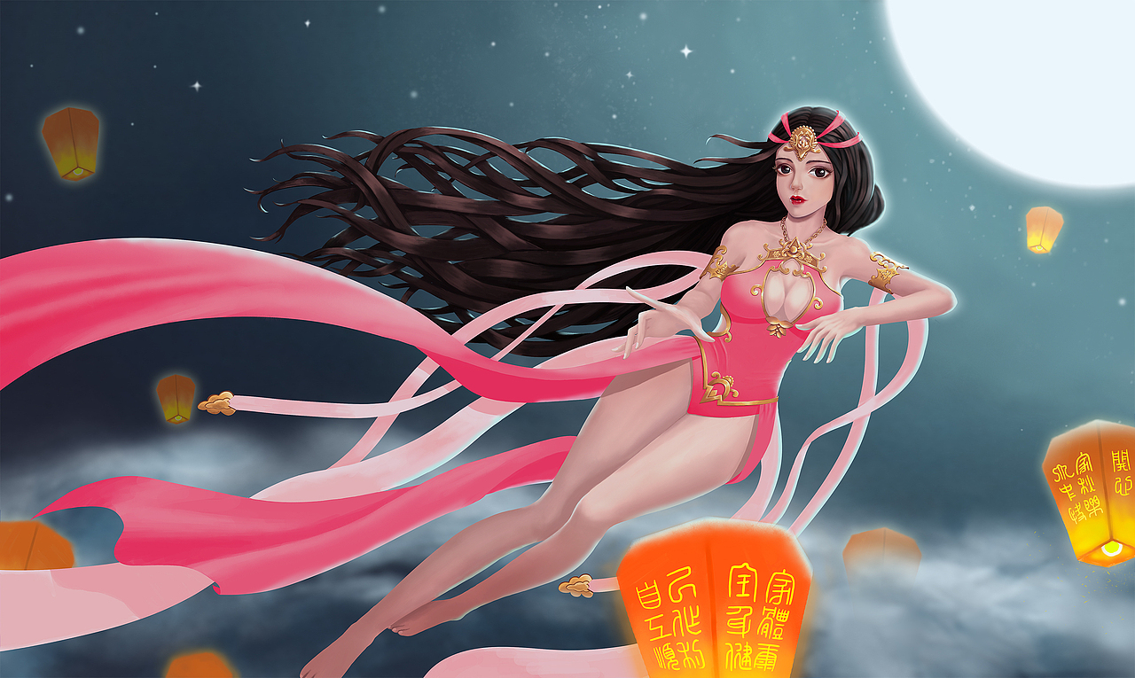 嫦娥中秋月舞（图ZMTI5NTU0MjM2） - 游戏原画 - 站酷设计师六样小宝原创素材 - 站酷ZCOOL