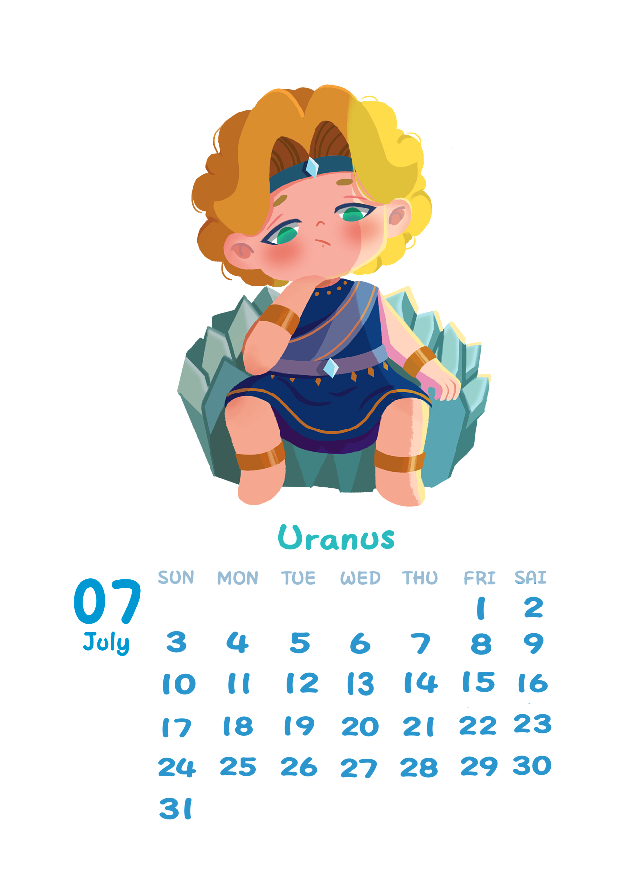 星球拟人日历|插画|商业插画|扒玖 - 原创作品 - 站酷 (zcool)