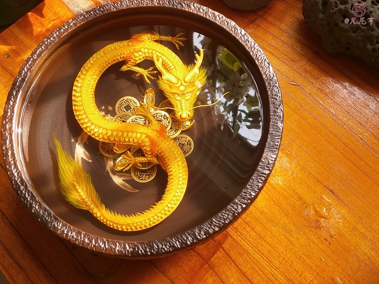 凡尼亨3d树脂画金龙聚宝盆