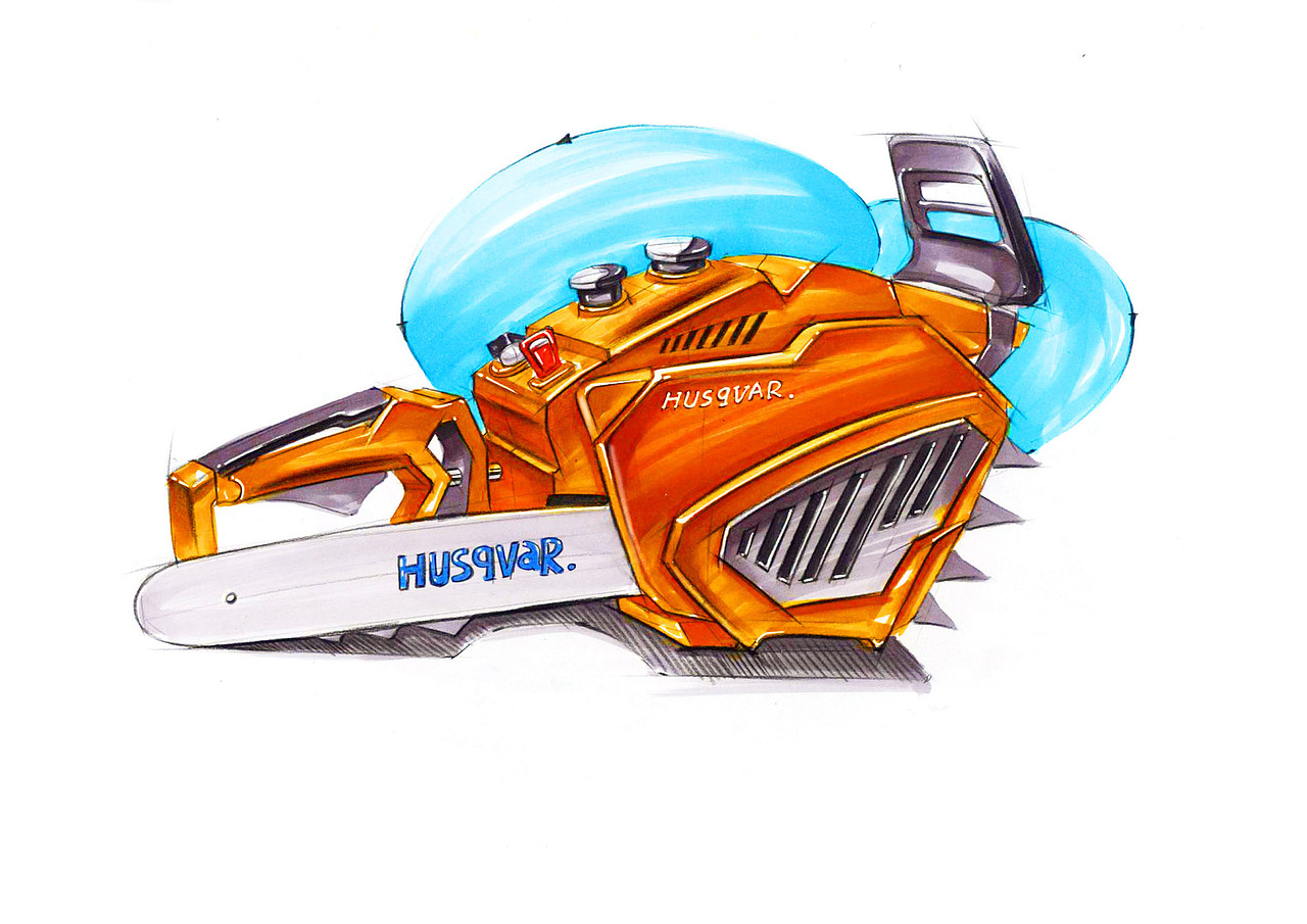 手绘电锯步骤图