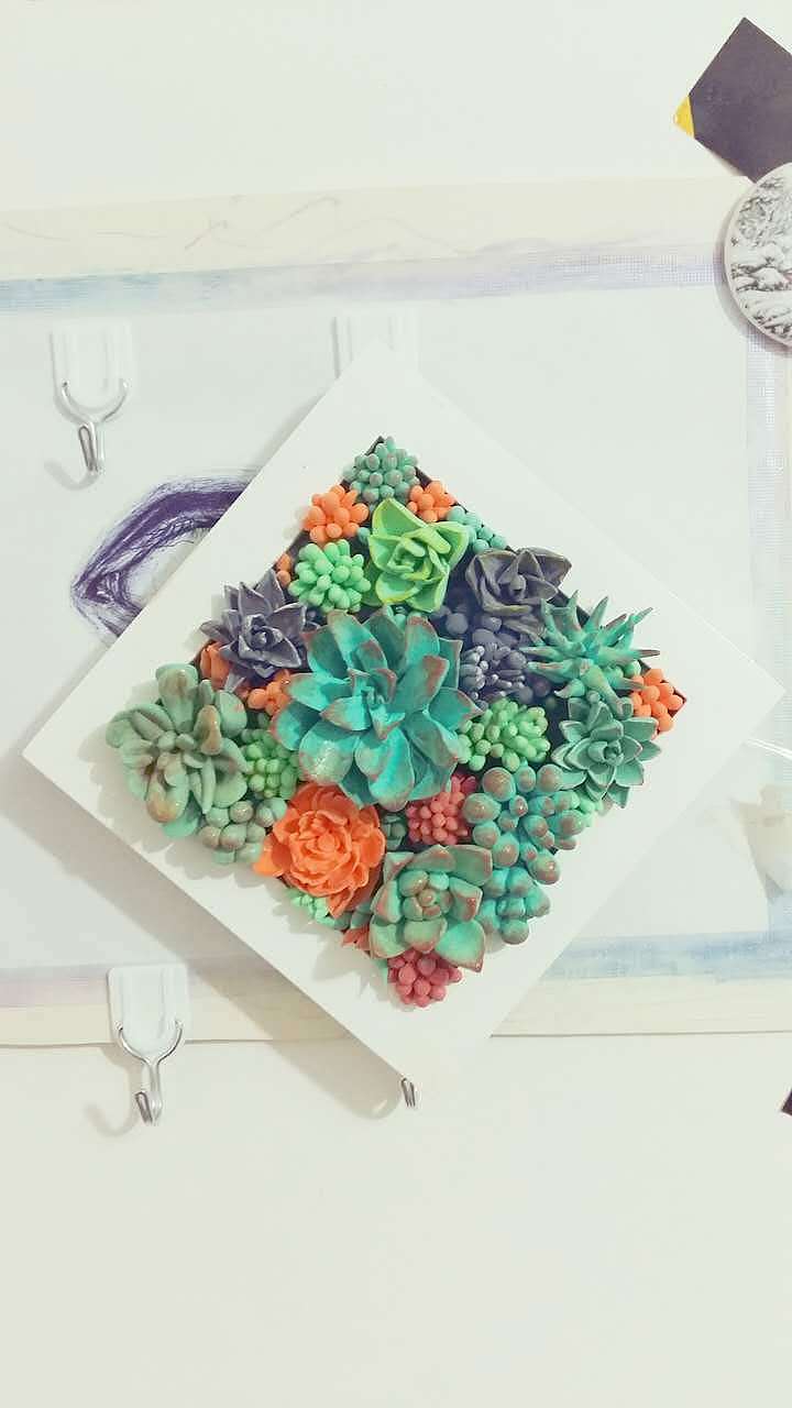 超轻黏土多肉装饰画 摆件
