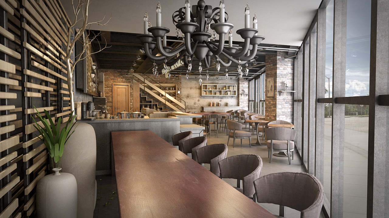 美式工业风咖啡厅空间设计