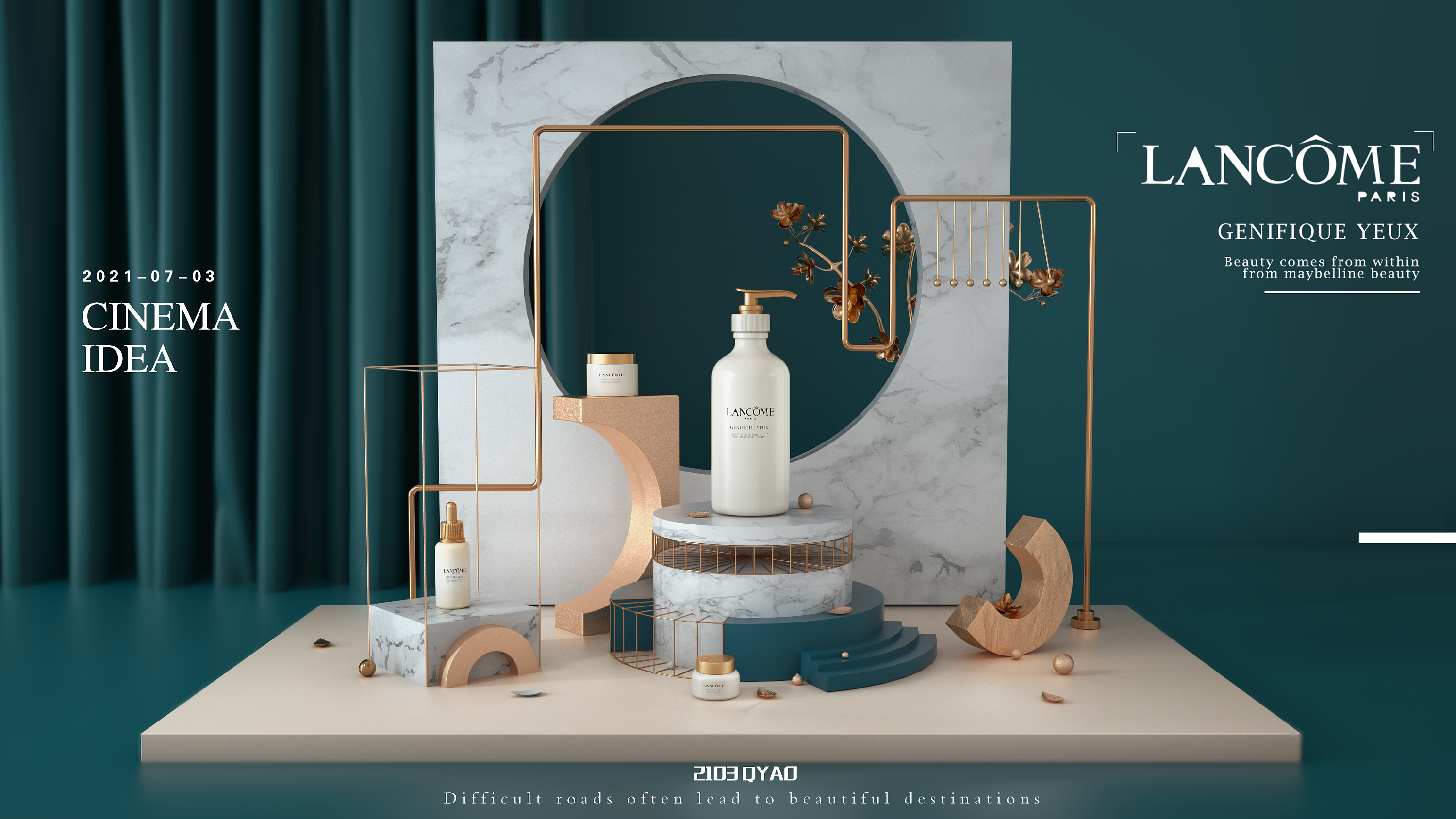 化妆品场景搭建-c4d