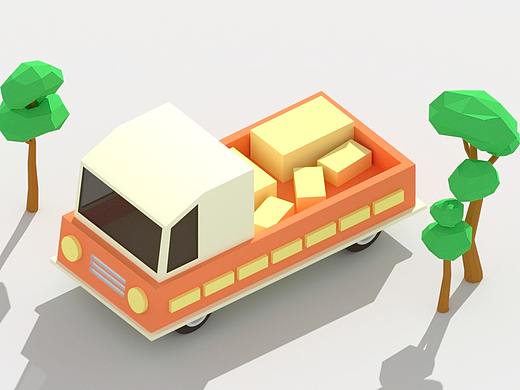 C4D习作-低边形风格小汽车