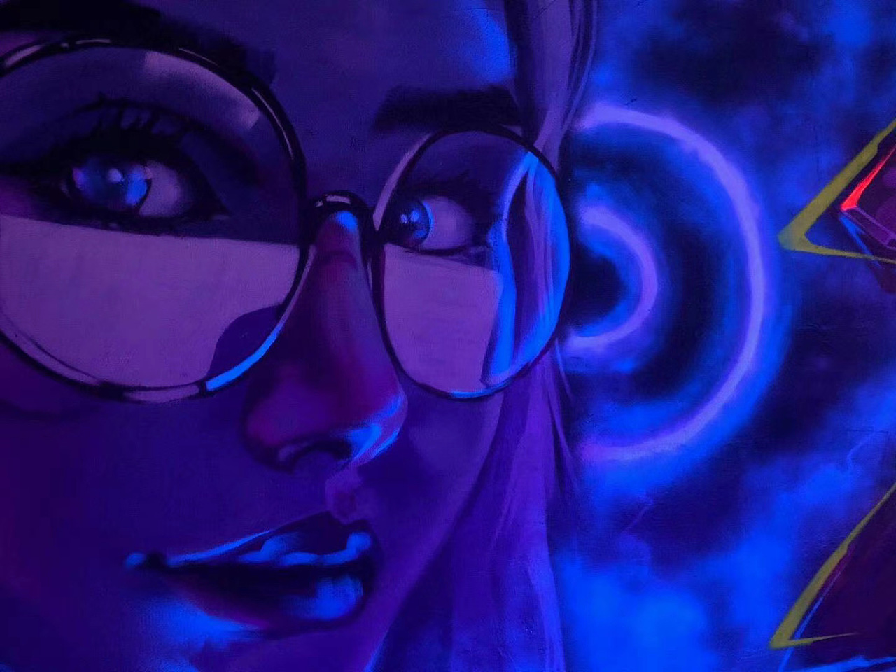 嘻哈酒吧赛博朋克风荧光涂鸦|纯艺术|绘画|桑吉aqiang - 原创作品