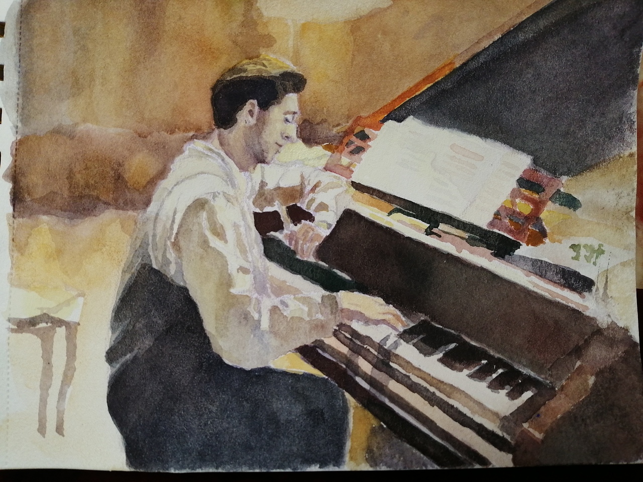 水彩钢琴家