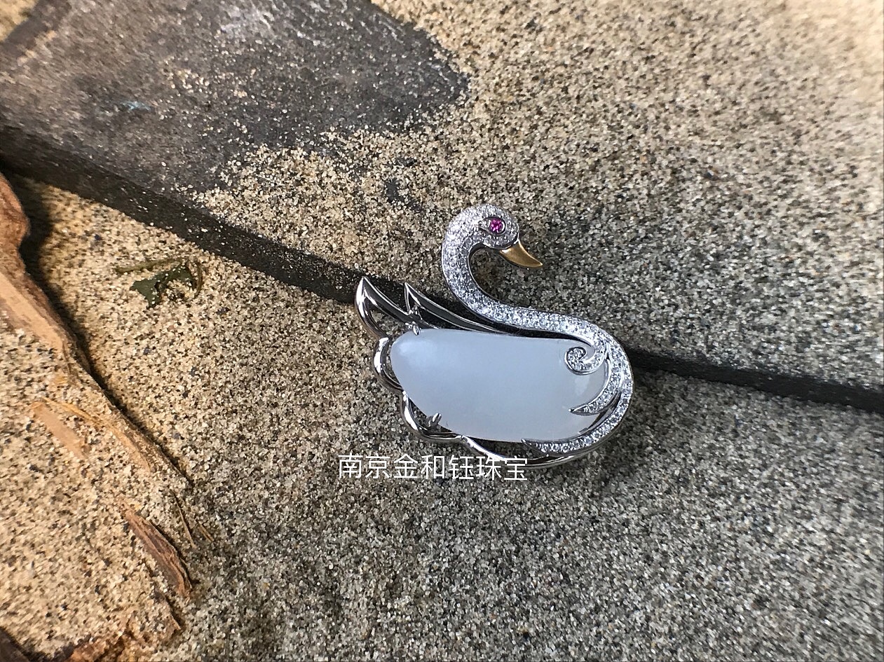 和田玉籽玉天鹅系列设计镶嵌