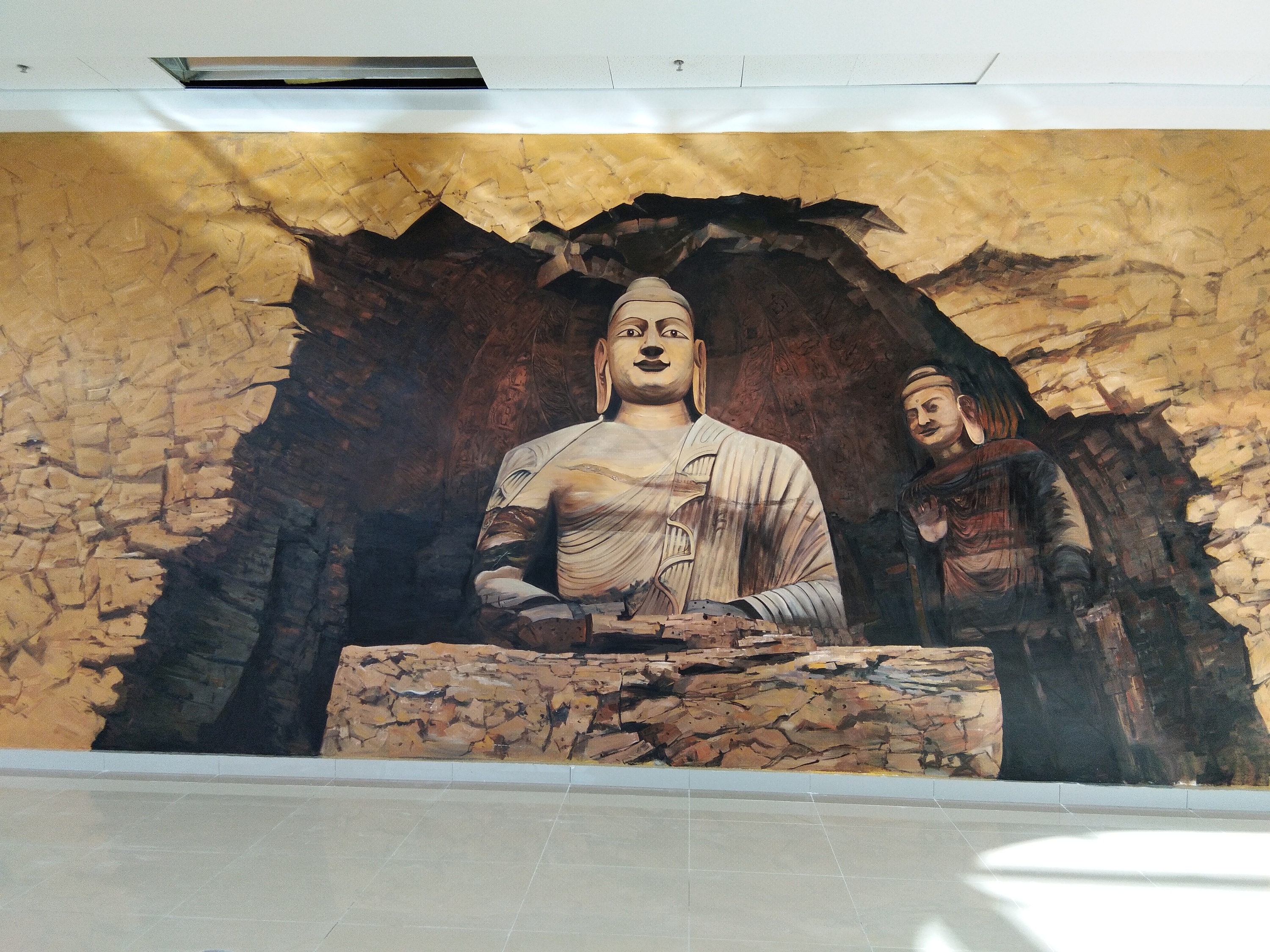 石窟大佛墙体彩绘