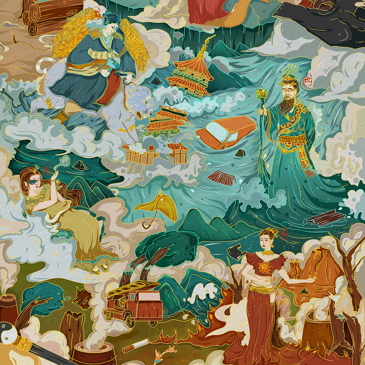 毕设完结《神来运转》环境主题插画设计（图ZMjU2MzQxNDIw） - 商业插画 - 站酷设计师星球悲原创素材 - 站酷ZCOOL