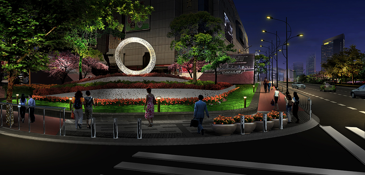 某广场夜景建筑（图ZMTE2OTMzOTU2） - 建筑设计 - 站酷设计师清汤寡水先桑原创素材 - 站酷ZCOOL