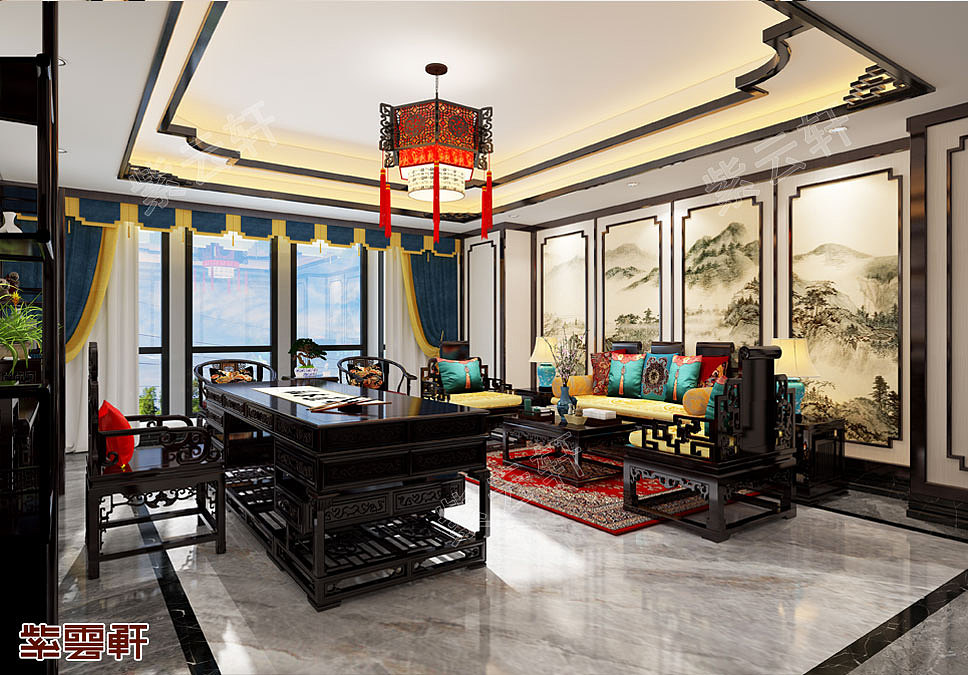 江苏省苏州市别墅中式装修——绝美的中国色（图ZMjUwNjY3MTAw） - 家装设计 - 站酷设计师紫云轩中式原创素材 - 站酷ZCOOL