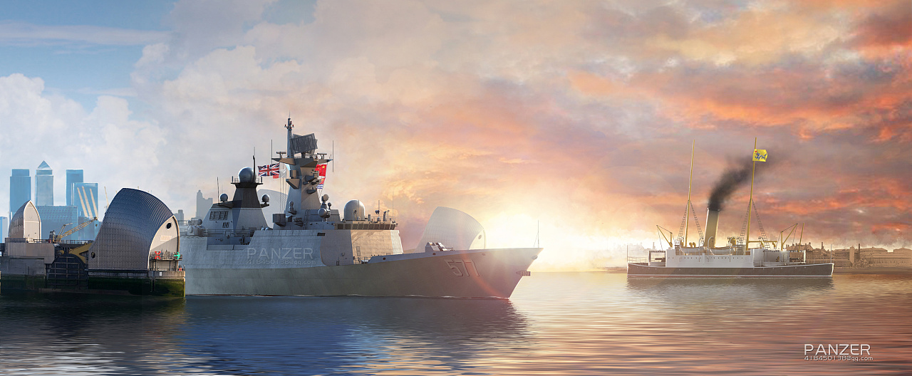 历史的轮回 --中国海军护卫舰停靠伦敦金丝雀码头