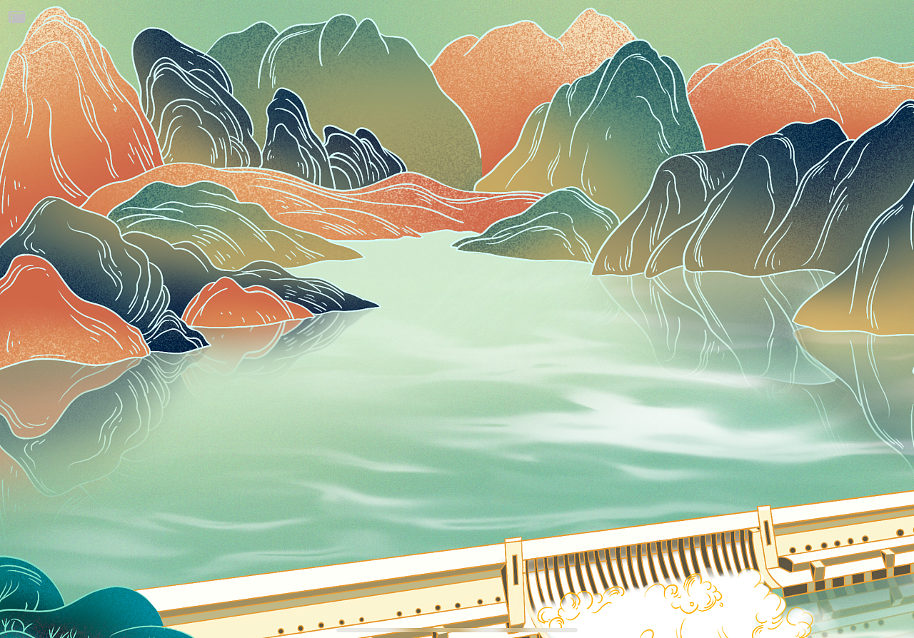 三峡大坝手绘图片图片