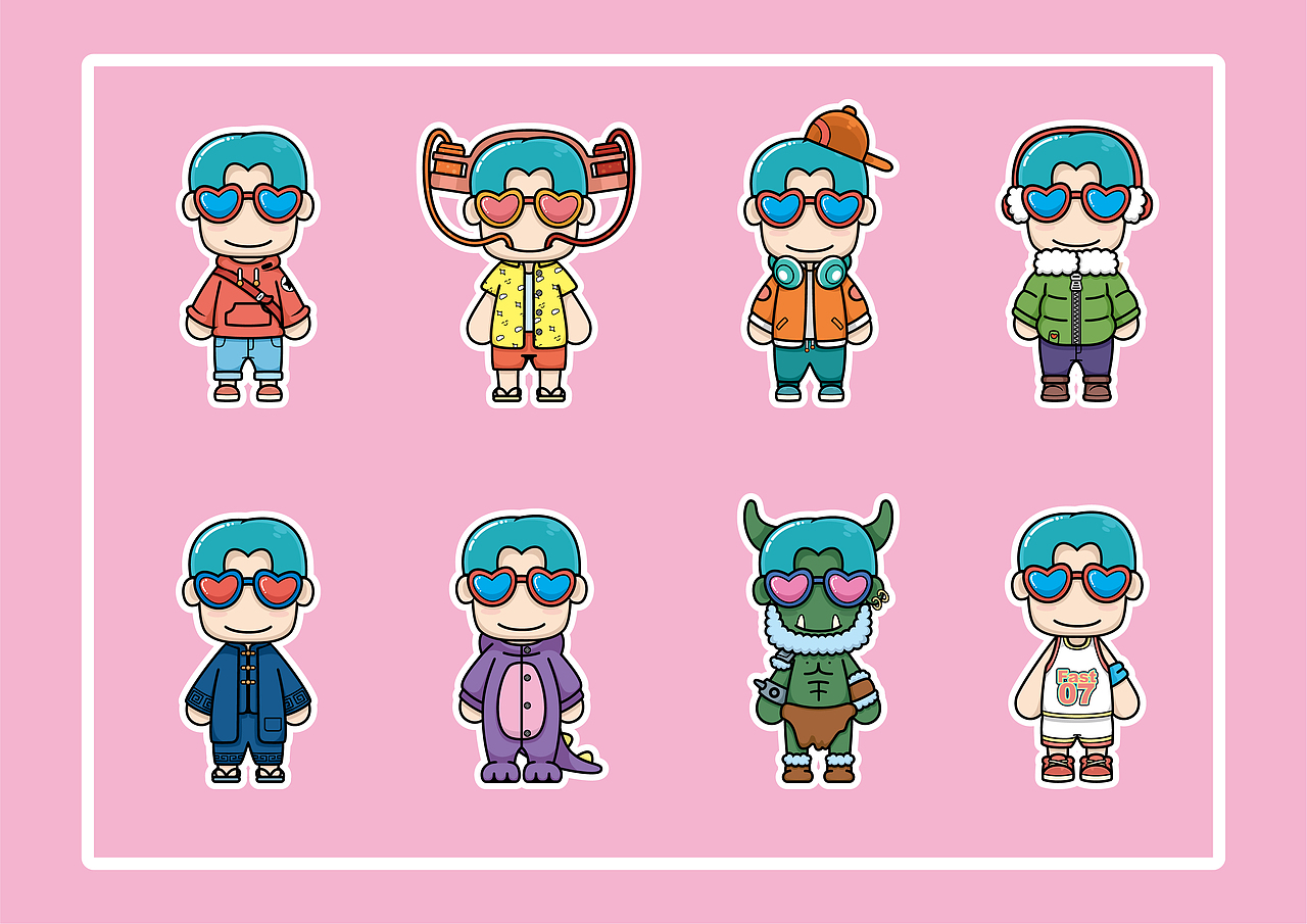 cool boy 卡通形象vi