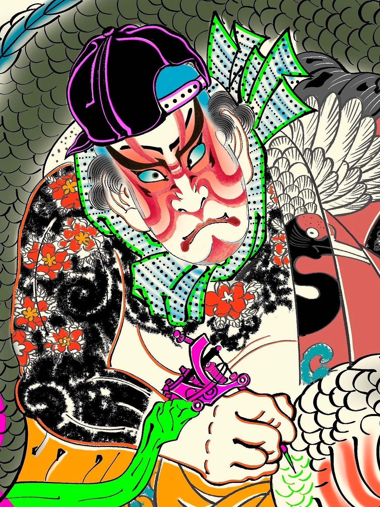 《现代纹身师》局部（图ZMjMwMjE4MTky） - 商业插画 - 站酷设计师起雲原创素材 - 站酷ZCOOL