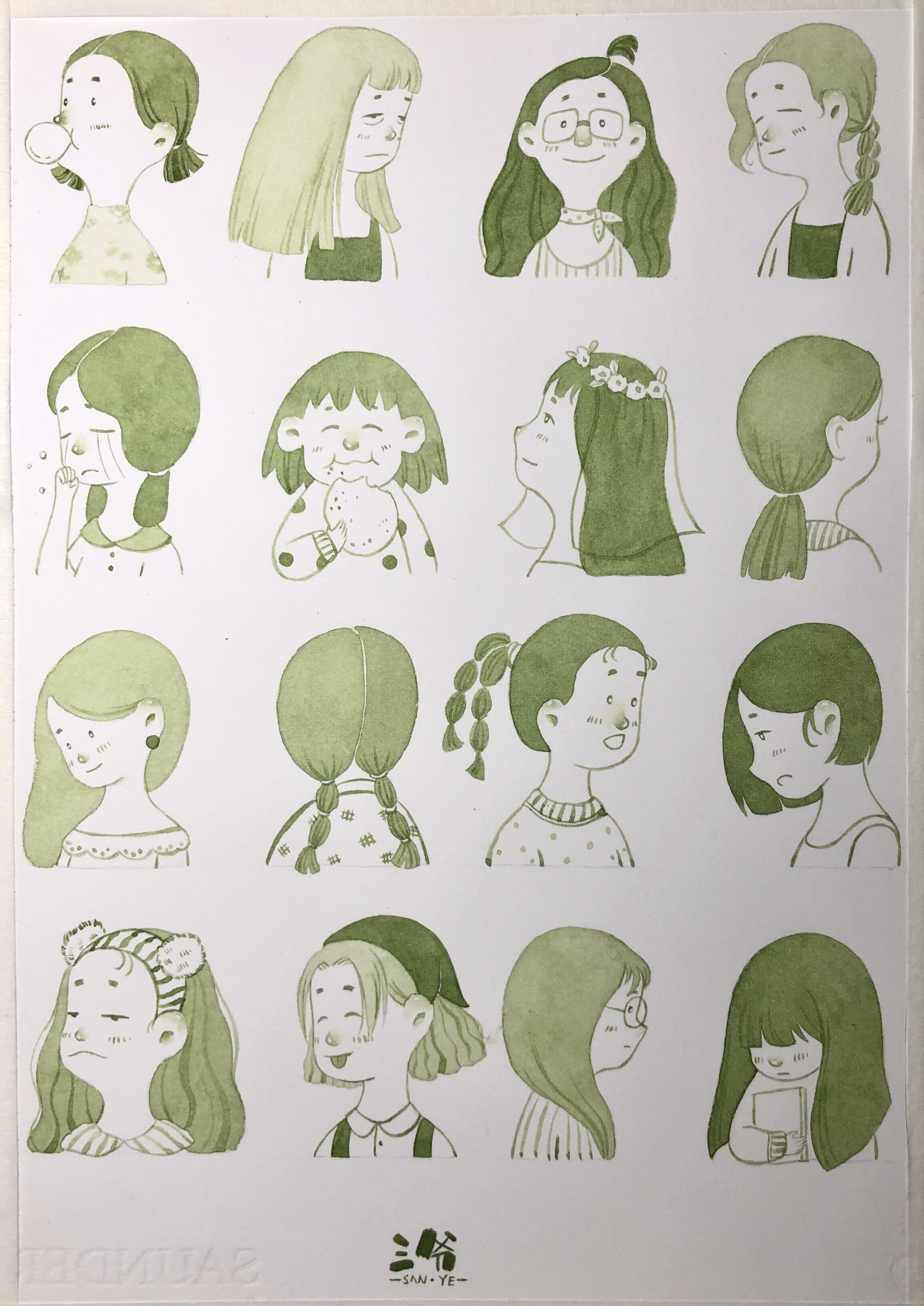 森系水彩今日份-人头荟萃2