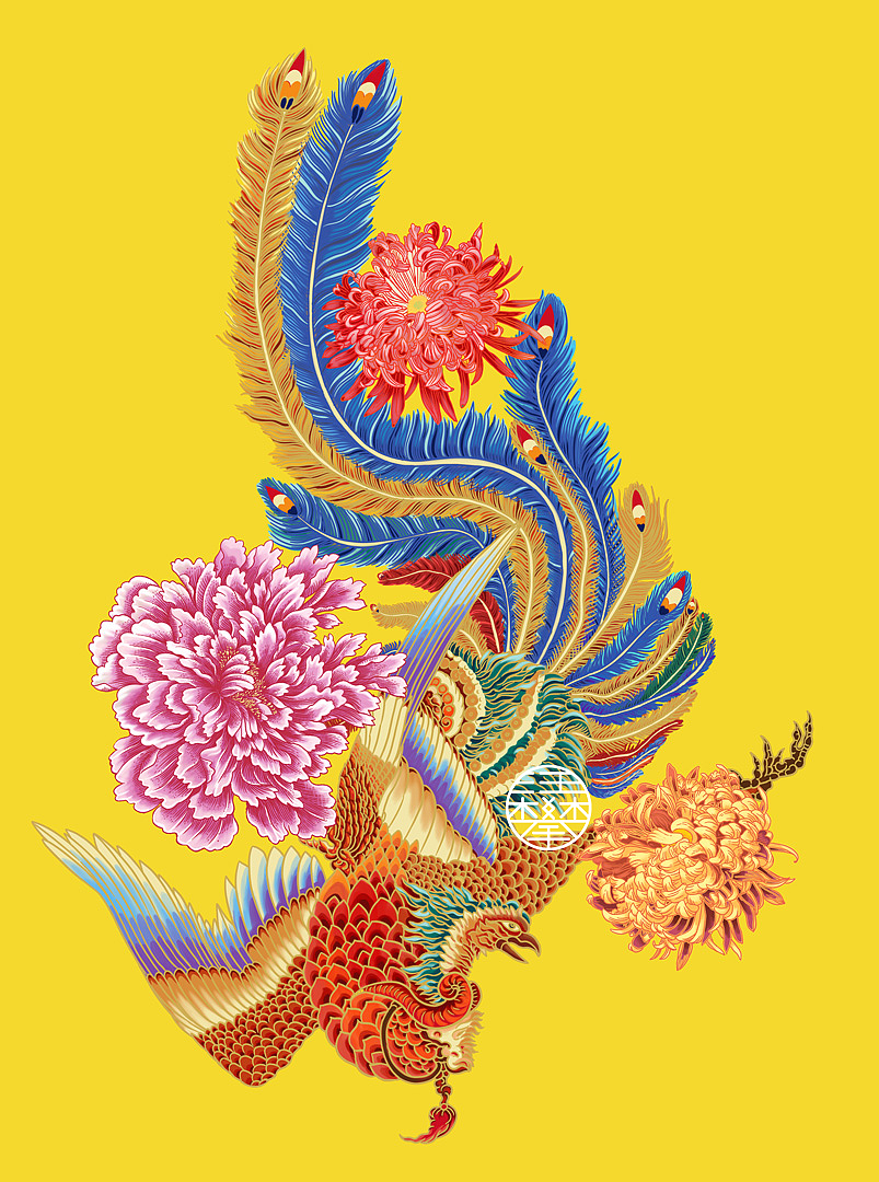 七彩凤凰插画酒包装、茶包装设计（图ZMzUzNTU2MzQ0） - 商业插画 - 站酷设计师鲲鹏设计插画汪攀原创素材 - 站酷ZCOOL