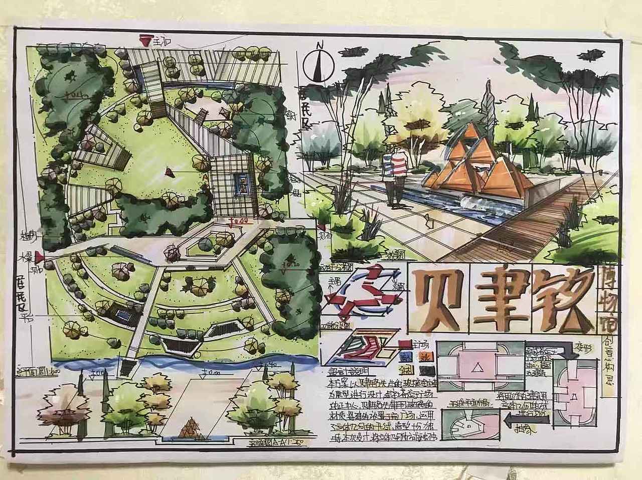 南京林业大学环艺考研上岸学长手绘快题作品