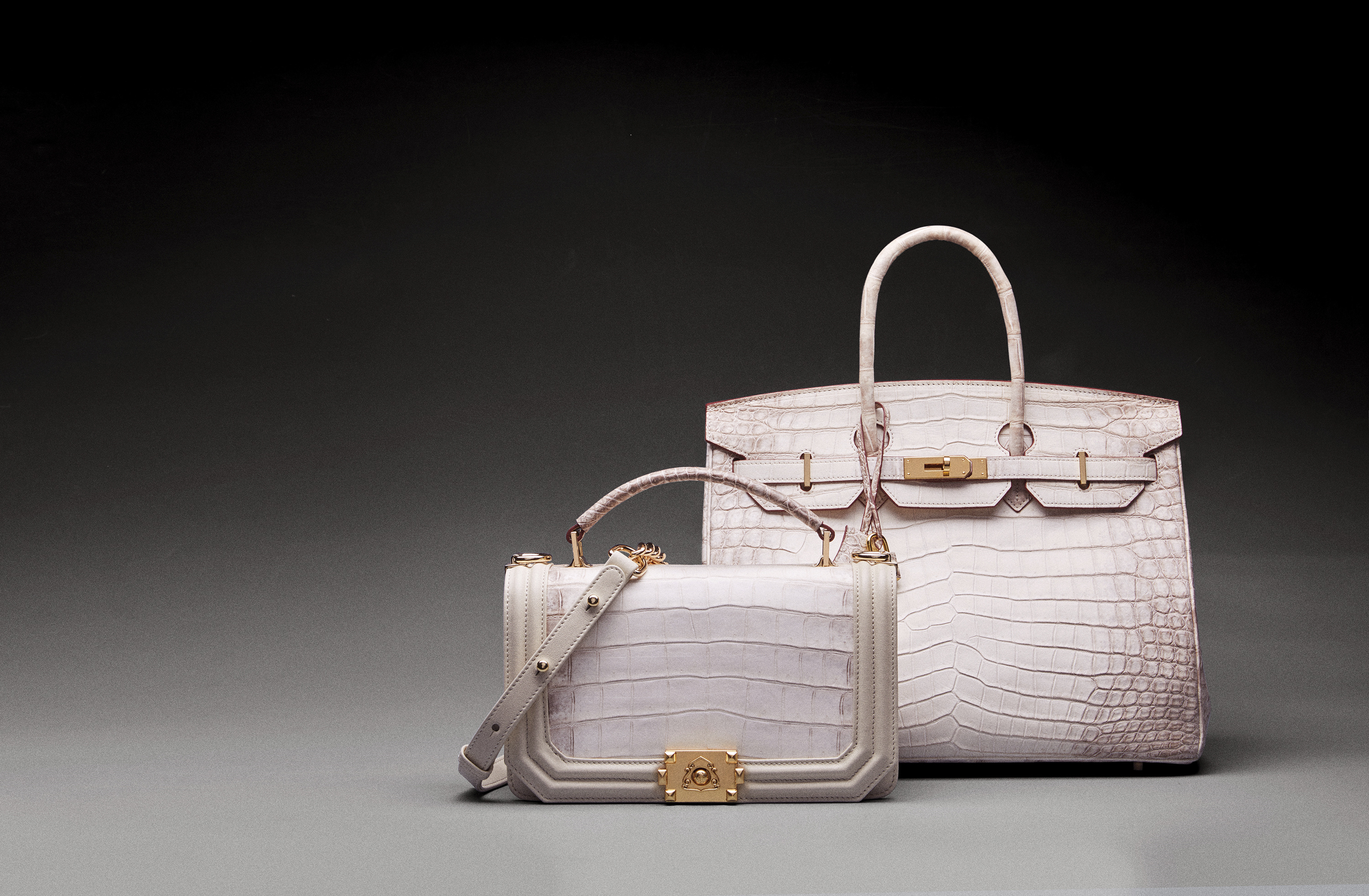 喜马拉雅白鳄鱼皮女包创意形象照拍摄