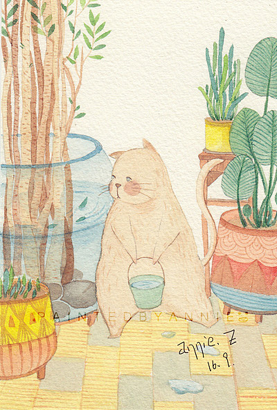 猫的心事（图ZNjQ3NDk0MzY=） - 商业插画 - 站酷设计师annie脸圆圆原创素材 - 站酷ZCOOL