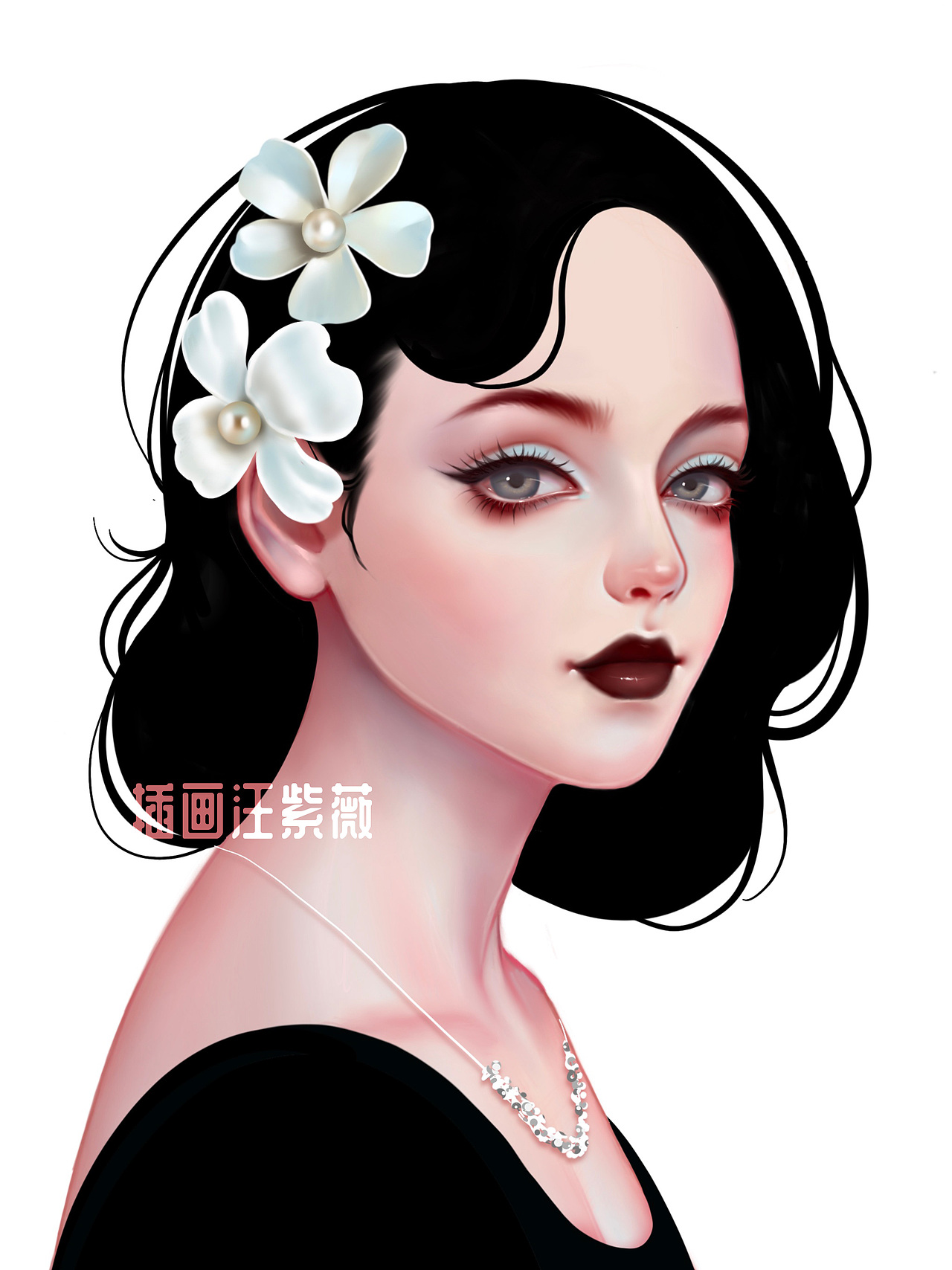 iPad人像插画（图ZMjQ1NjExMzE2） - 商业插画 - 站酷设计师插画汪紫薇原创素材 - 站酷ZCOOL