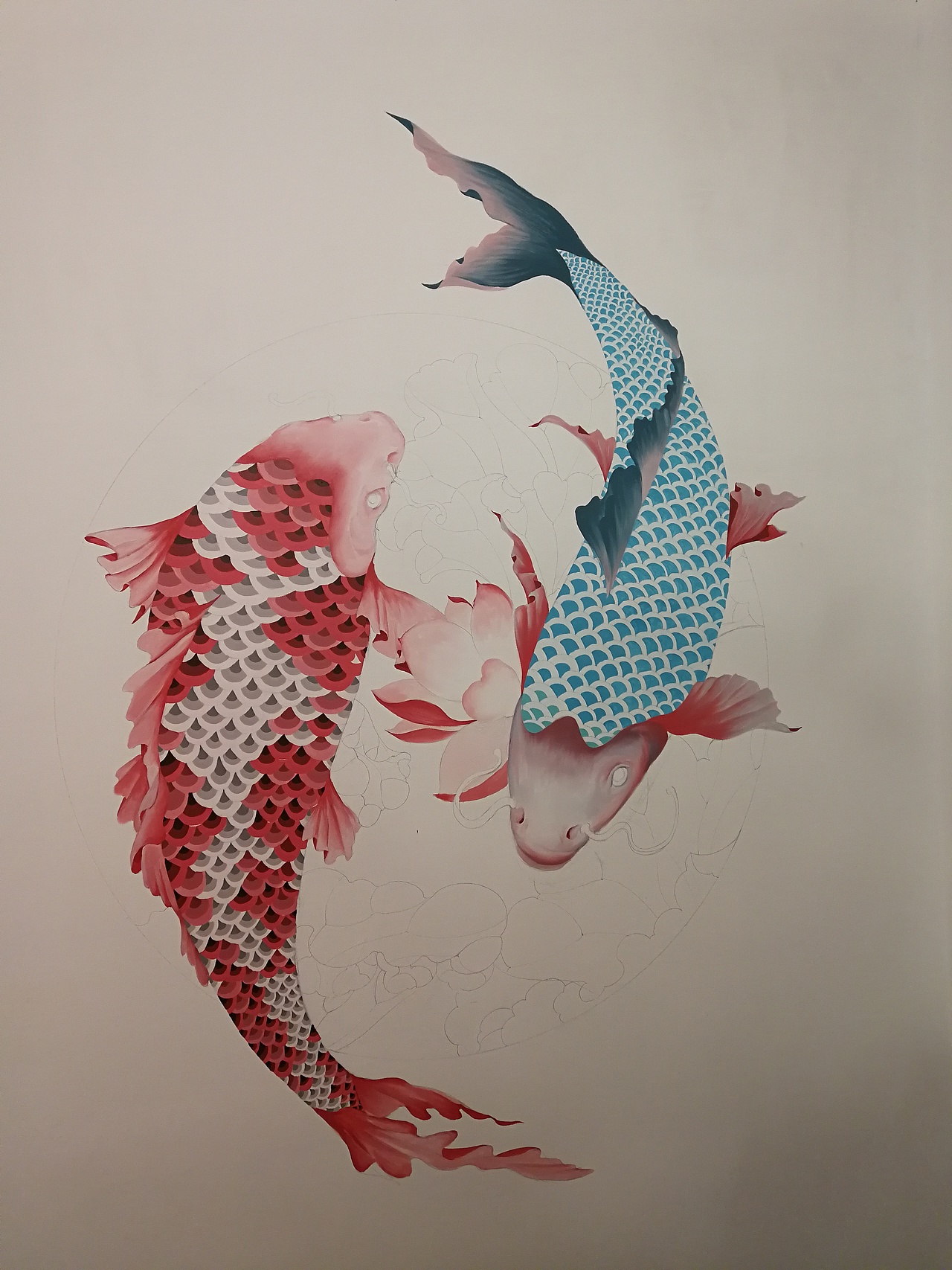 荷掩涟漪，鱼逐乾坤。（图ZMTAzMjAzMTM2） - 新锐潮流插画 - 站酷设计师画画嘞老王原创素材 - 站酷ZCOOL