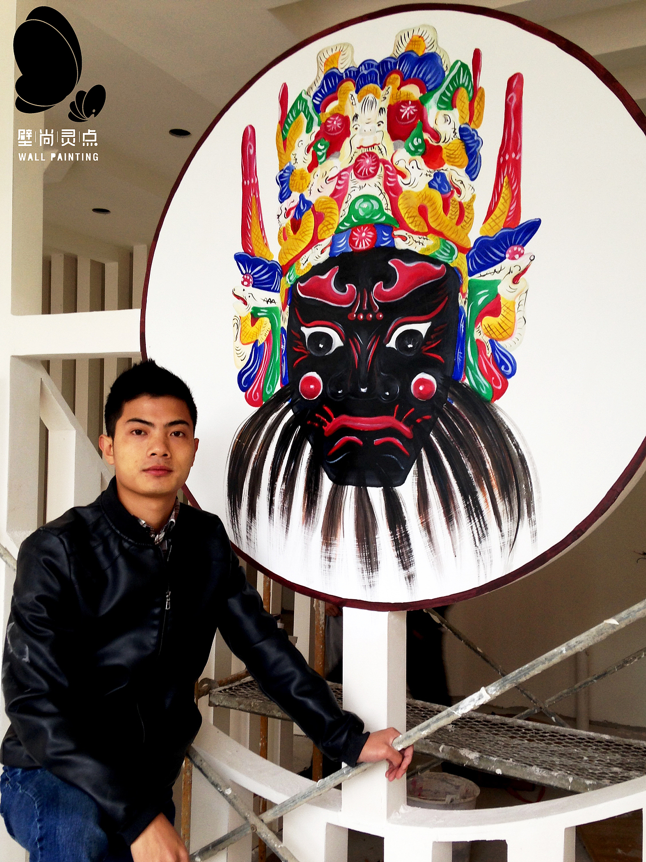 手绘大脸谱安顺屯堡地戏文化苗岭古镇