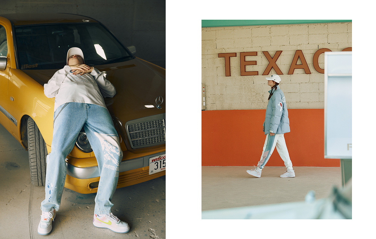 法国公鸡冠军棉衣女宽松粉色灯芯绒拼色棉服连帽