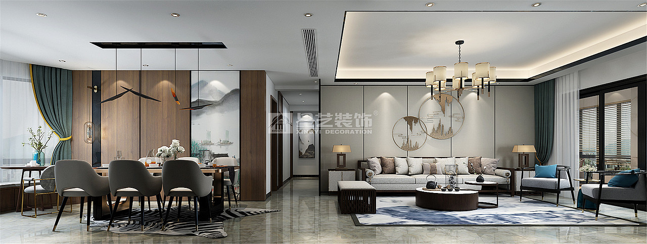 贵阳中铁逸都国际E区现代中式风格装修设计效果图!