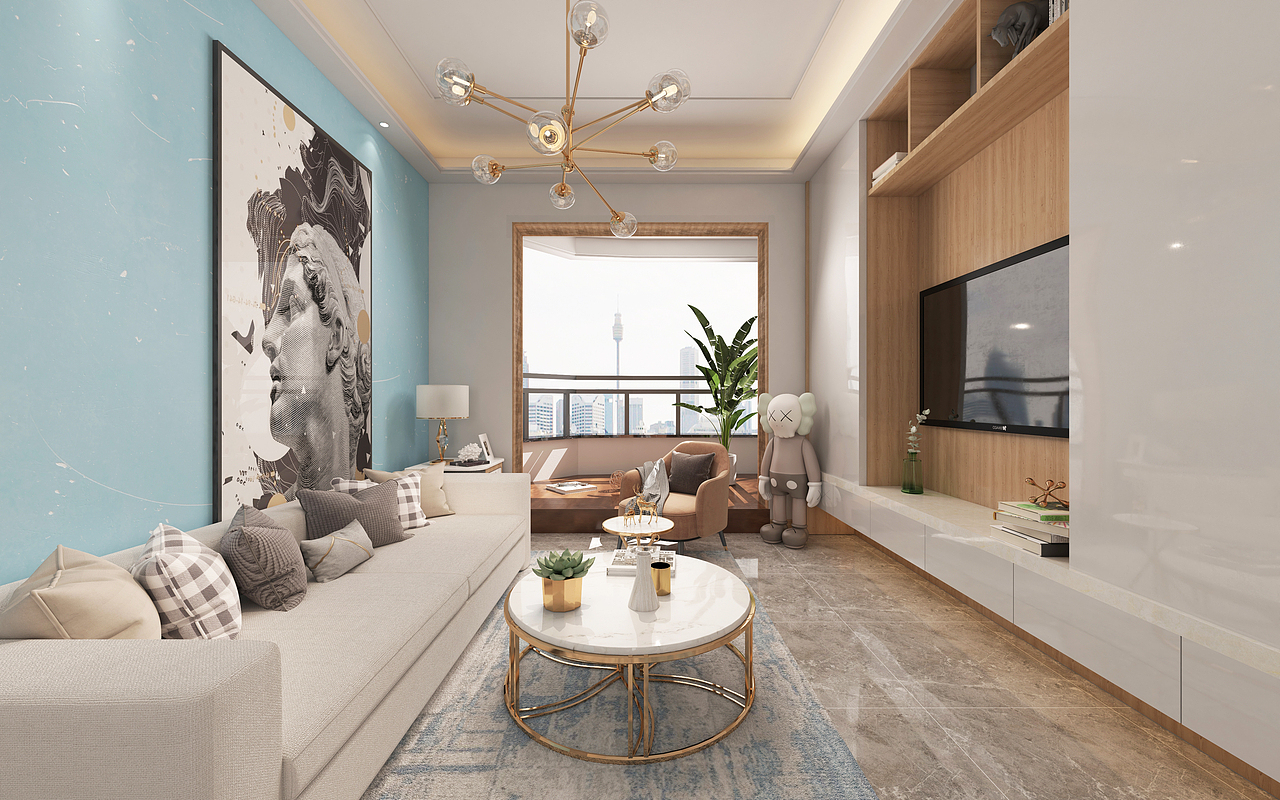淡淡的蓝色（客厅）（图ZMjAwNjIzNzg4） - 场景 - 站酷设计师李卓永原创素材 - 站酷ZCOOL