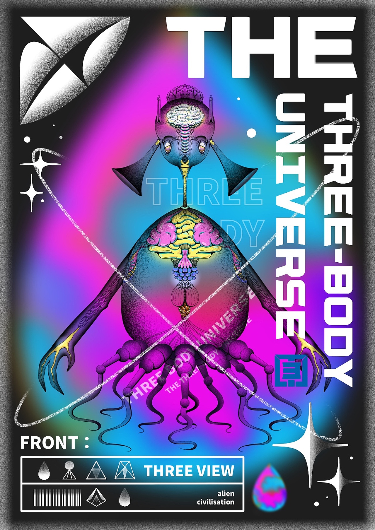 #三体创意合伙人#三体形象创造类、神秘三体与水滴世界（图ZMjgwMzg3MDgw） - IP形象 - 站酷设计师夜鱼美娜yeyumina原创素材 - 站酷ZCOOL